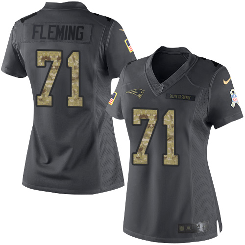 Women's Limited Cameron Fleming Nike Jersey Black - #71 2016 Salute to Service NFL New England Patriots